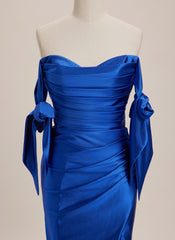 Trumpet/Mermaid Off the Shoulder Sweep Train Jersey Maxi Dresses With Pleated Bow