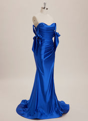Trumpet/Mermaid Off the Shoulder Sweep Train Jersey Maxi Dresses With Pleated Bow