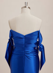 Trumpet/Mermaid Off the Shoulder Sweep Train Jersey Maxi Dresses With Pleated Bow