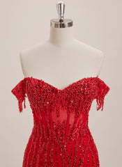 Trumpet/Mermaid Off the Shoulder Sweep Train Sequin Maxi Dresses With Sequins
