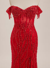 Trumpet/Mermaid Off the Shoulder Sweep Train Sequin Maxi Dresses With Sequins