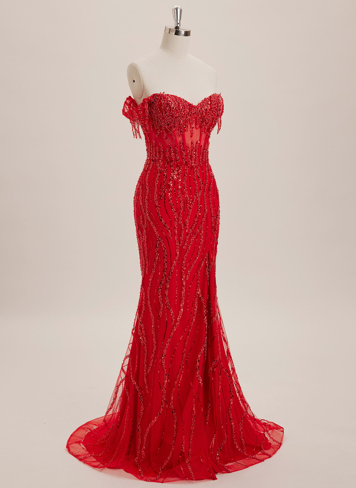 Trumpet/Mermaid Off the Shoulder Sweep Train Sequin Maxi Dresses With Sequins