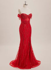 Trumpet/Mermaid Off the Shoulder Sweep Train Sequin Maxi Dresses With Sequins