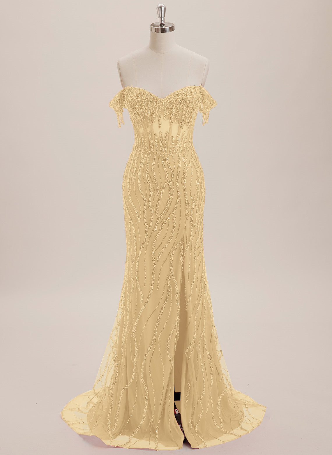 Trumpet/Mermaid Off the Shoulder Sweep Train Sequin Maxi Dresses With Sequins