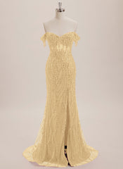 Trumpet/Mermaid Off the Shoulder Sweep Train Sequin Maxi Dresses With Sequins
