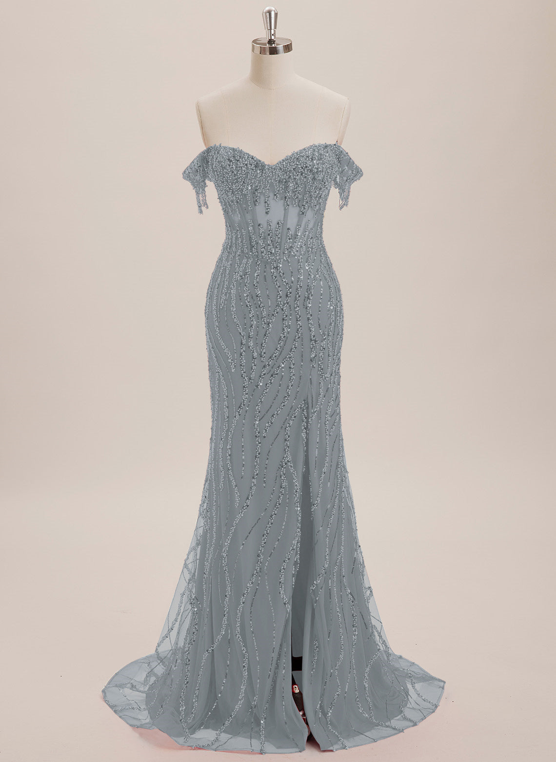 Trumpet/Mermaid Off the Shoulder Sweep Train Sequin Maxi Dresses With Sequins