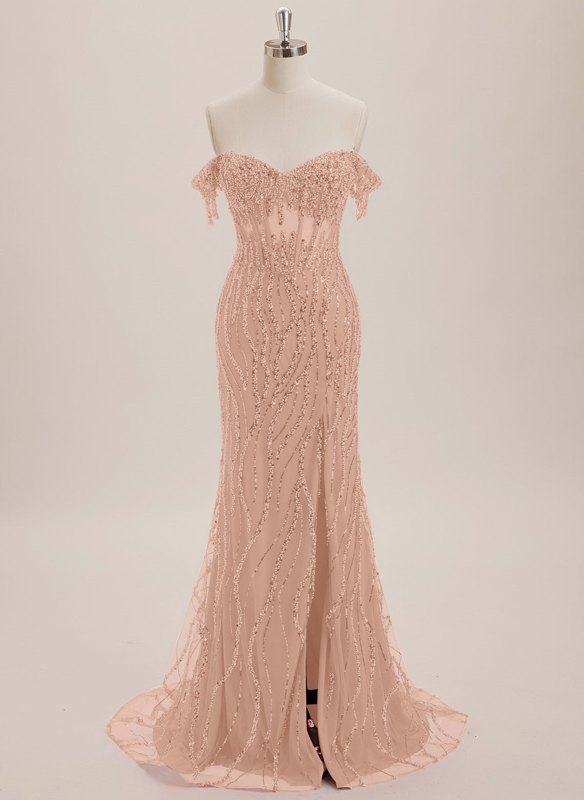 Trumpet/Mermaid Off the Shoulder Sweep Train Sequin Maxi Dresses With Sequins