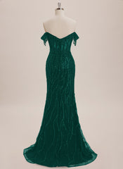 Trumpet/Mermaid Off the Shoulder Sweep Train Sequin Maxi Dresses With Sequins