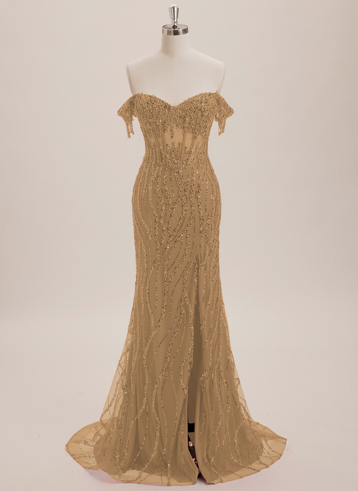 Trumpet/Mermaid Off the Shoulder Sweep Train Sequin Maxi Dresses With Sequins