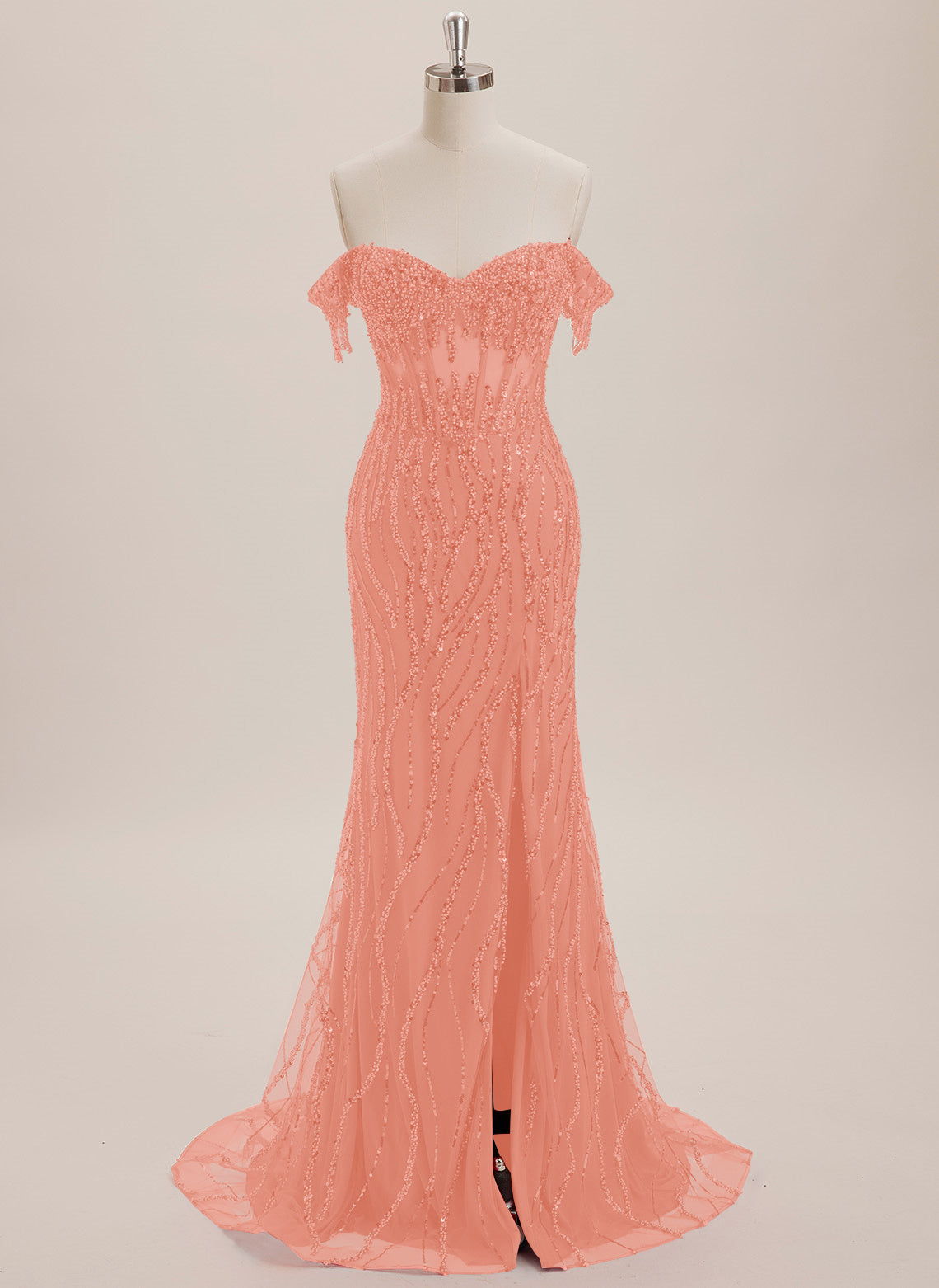 Trumpet/Mermaid Off the Shoulder Sweep Train Sequin Maxi Dresses With Sequins