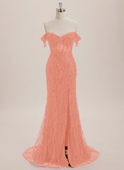 Trumpet/Mermaid Off the Shoulder Sweep Train Sequin Maxi Dresses With Sequins