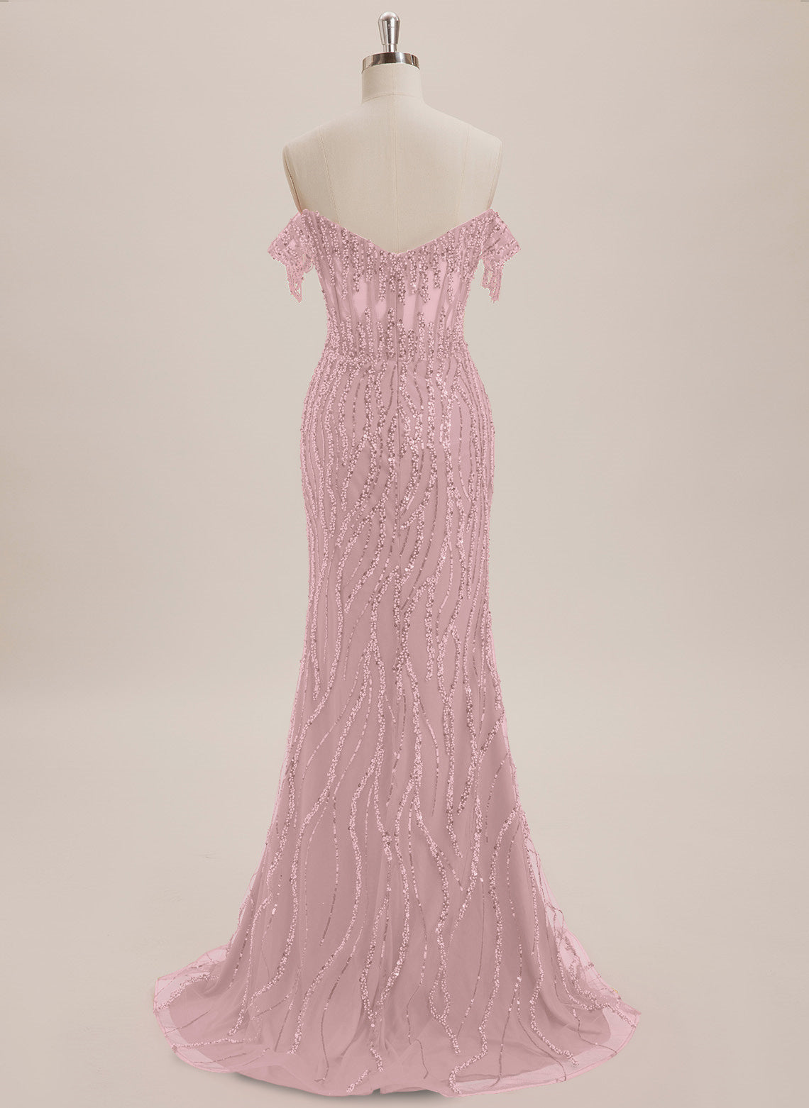 Trumpet/Mermaid Off the Shoulder Sweep Train Sequin Maxi Dresses With Sequins