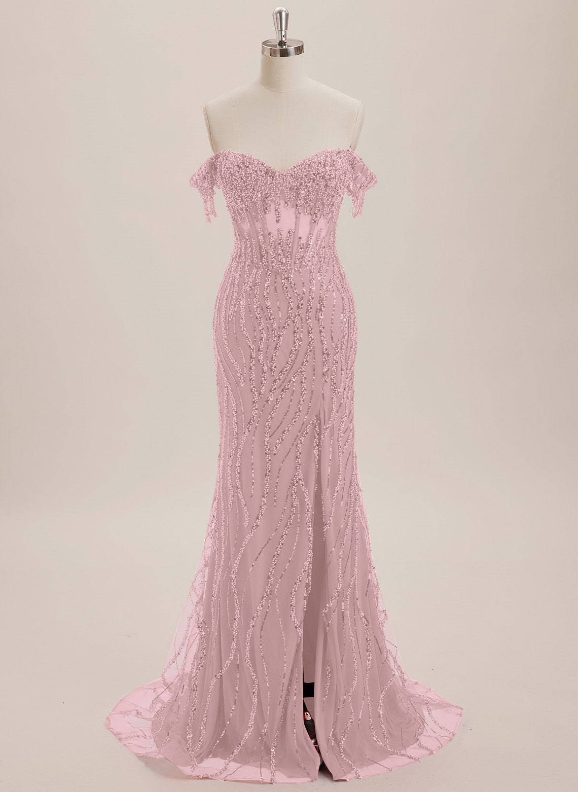 Trumpet/Mermaid Off the Shoulder Sweep Train Sequin Maxi Dresses With Sequins