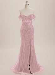 Trumpet/Mermaid Off the Shoulder Sweep Train Sequin Maxi Dresses With Sequins