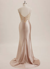 Trumpet/Mermaid V-Neck Sweep Train Jersey Maxi Dresses
