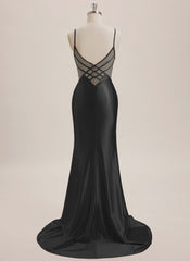 Trumpet/Mermaid V-Neck Sweep Train Jersey Maxi Dresses