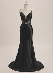 Trumpet/Mermaid V-Neck Sweep Train Jersey Maxi Dresses