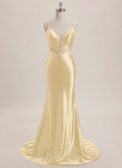 Trumpet/Mermaid V-Neck Sweep Train Jersey Maxi Dresses