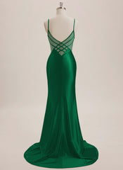 Trumpet/Mermaid V-Neck Sweep Train Jersey Maxi Dresses