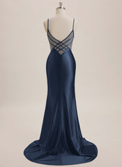 Trumpet/Mermaid V-Neck Sweep Train Jersey Maxi Dresses