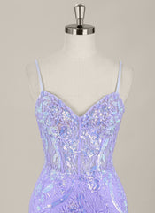 Sheath/Column Sleeveless Short Lace Homecoming Dress With Sequins