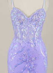 Sheath/Column Sleeveless Short Lace Homecoming Dress With Sequins