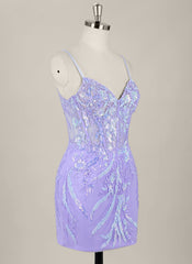 Sheath/Column Sleeveless Short Lace Homecoming Dress With Sequins