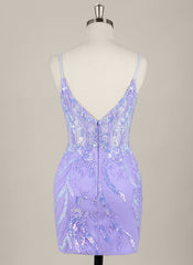 Sheath/Column Sleeveless Short Lace Homecoming Dress With Sequins