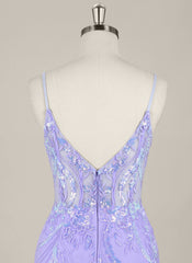 Sheath/Column Sleeveless Short Lace Homecoming Dress With Sequins