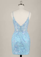 Sheath/Column Sleeveless Short Lace Homecoming Dress With Sequins