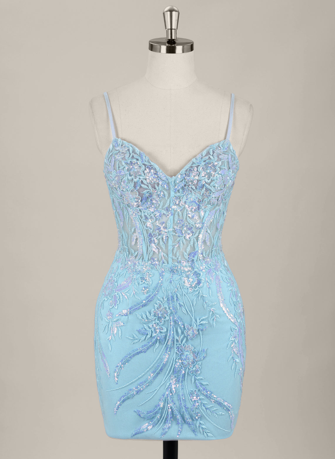 Sheath/Column Sleeveless Short Lace Homecoming Dress With Sequins