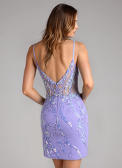 Sheath/Column Sleeveless Short Lace Homecoming Dress With Sequins
