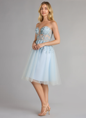 A-line Sweetheart Tea-Length Tulle Mini Dress