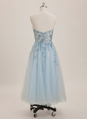 A-line Sweetheart Tea-Length Tulle Mini Dress