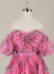 Ball-Gown/Princess Short Sleeve Short Tulle Homecoming Dress With Ruffle