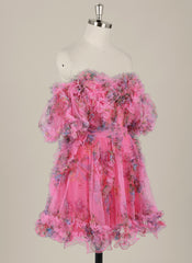 Ball-Gown/Princess Short Sleeve Short Tulle Homecoming Dress With Ruffle