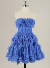 Ball-Gown/Princess Short Sleeve Short Tulle Homecoming Dress With Ruffle