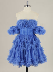 Ball-Gown/Princess Short Sleeve Short Tulle Homecoming Dress With Ruffle