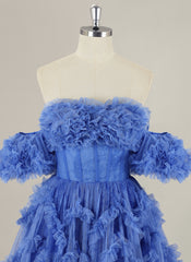 Ball-Gown/Princess Short Sleeve Short Tulle Homecoming Dress With Ruffle