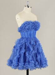 Ball-Gown/Princess Short Sleeve Short Tulle Homecoming Dress With Ruffle
