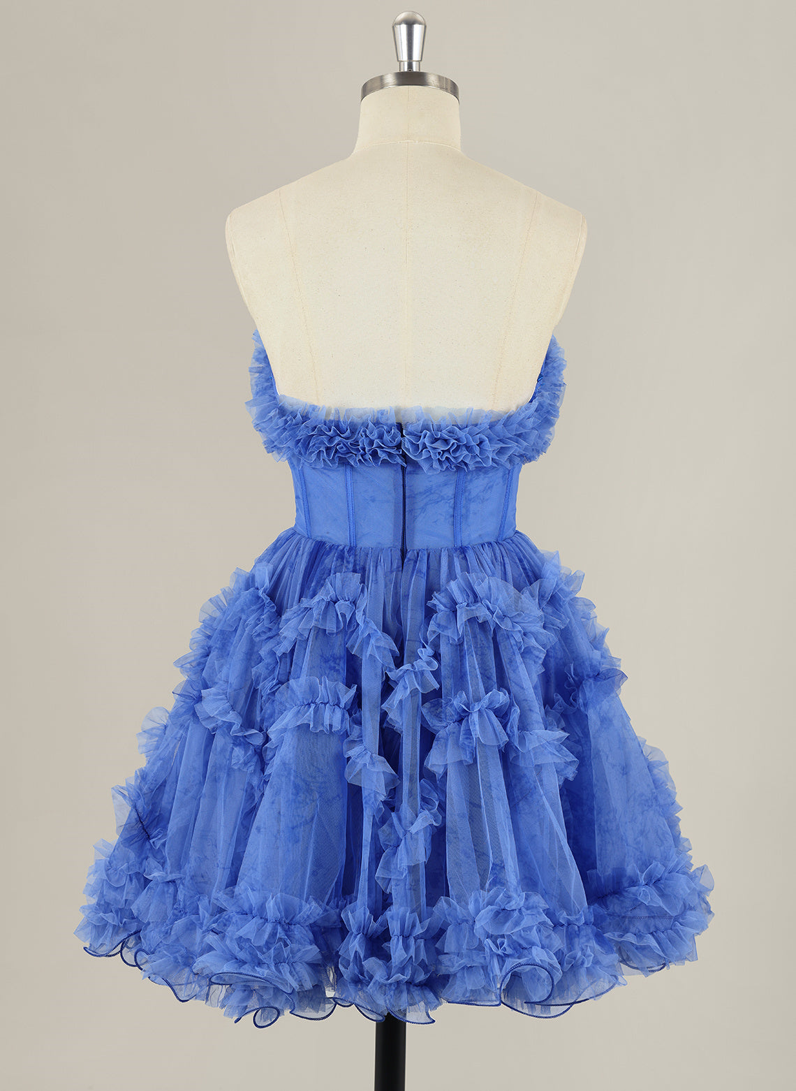 Ball-Gown/Princess Short Sleeve Short Tulle Homecoming Dress With Ruffle