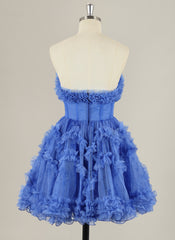 Ball-Gown/Princess Short Sleeve Short Tulle Homecoming Dress With Ruffle