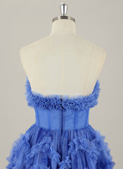 Ball-Gown/Princess Short Sleeve Short Tulle Homecoming Dress With Ruffle