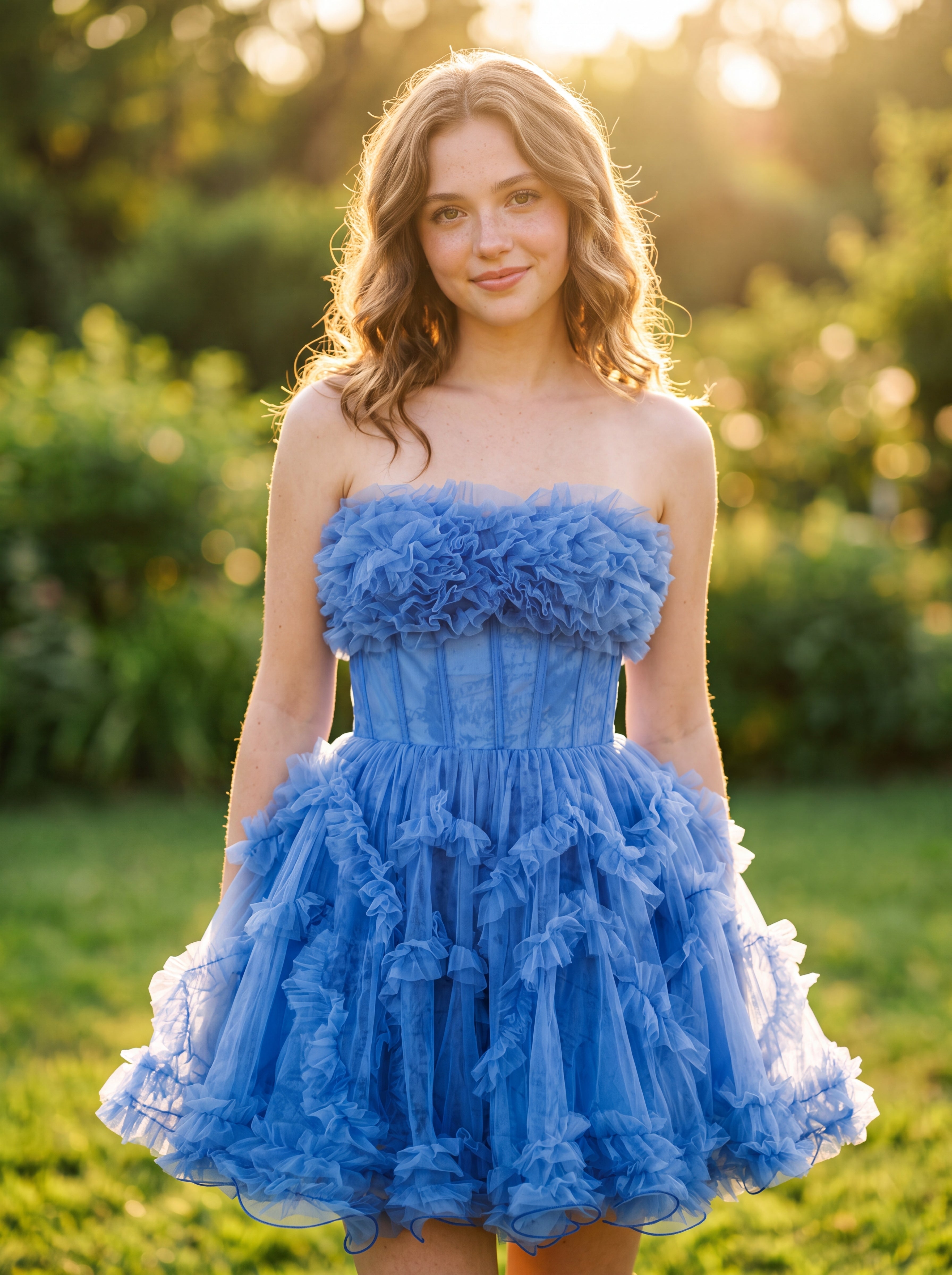 Ball-Gown/Princess Short Sleeve Short Tulle Homecoming Dress With Ruffle