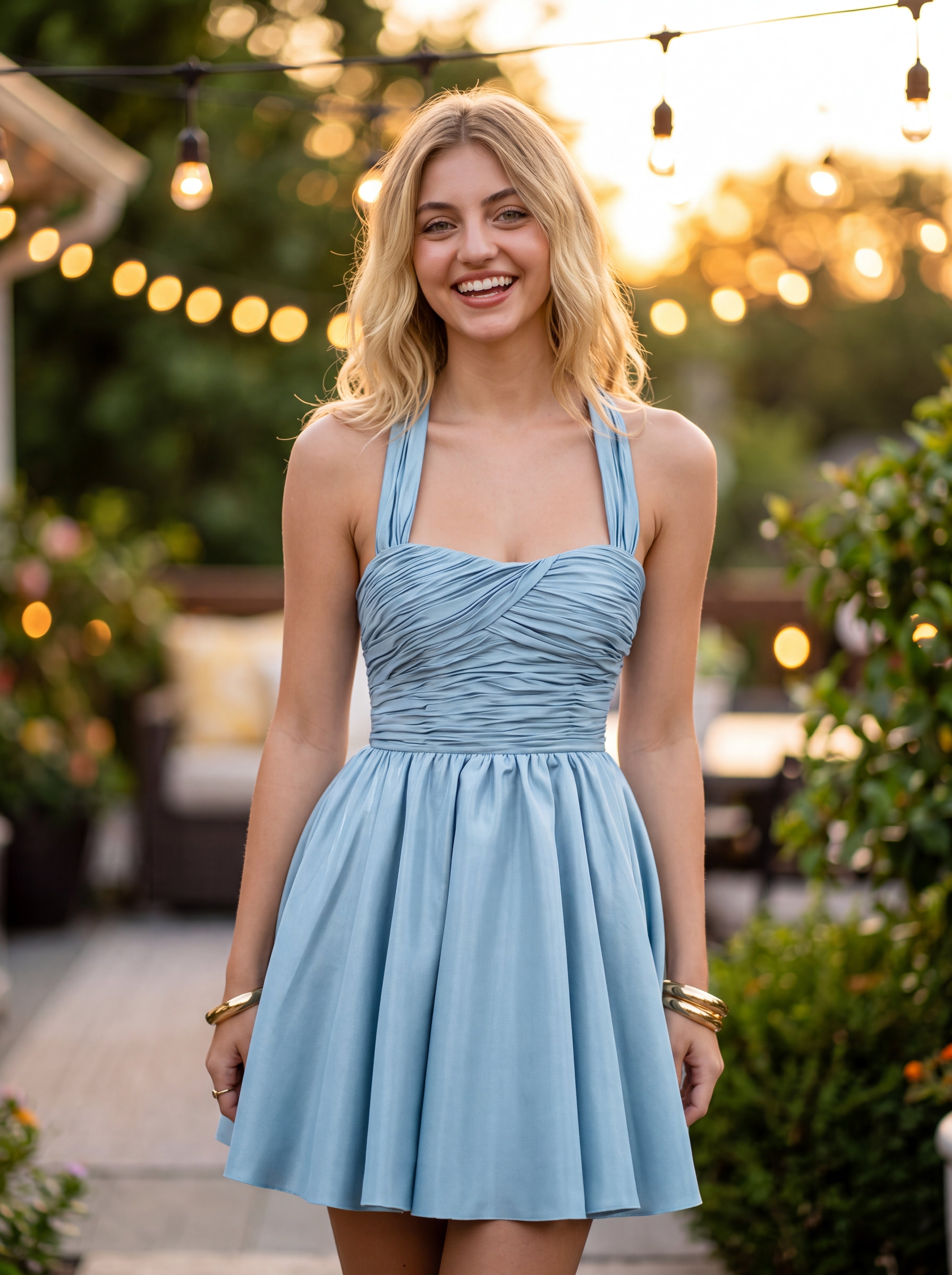 Ball-Gown/Princess Sleeveless Short Metallic Homecoming Dress With Pleated