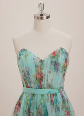 A-line Sweetheart Short Tulle Mini Dress With Bow Pleated