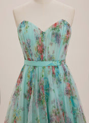A-line Sweetheart Short Tulle Mini Dress With Bow Pleated