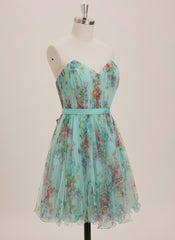 A-line Sweetheart Short Tulle Mini Dress With Bow Pleated