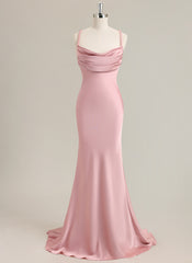 Trumpet/Mermaid Sleeveless Sweep Train Satin Prom Dress