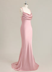 Trumpet/Mermaid Sleeveless Sweep Train Satin Prom Dress